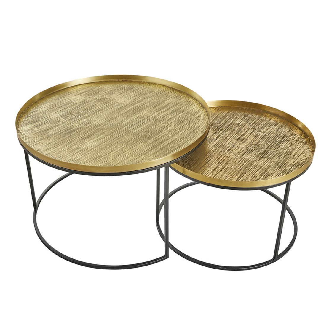 TOTALE COFFEE TABLE SET 2PCS METAL BRASS ANTIQUE BLACK 76x76xH43,5cm IN
