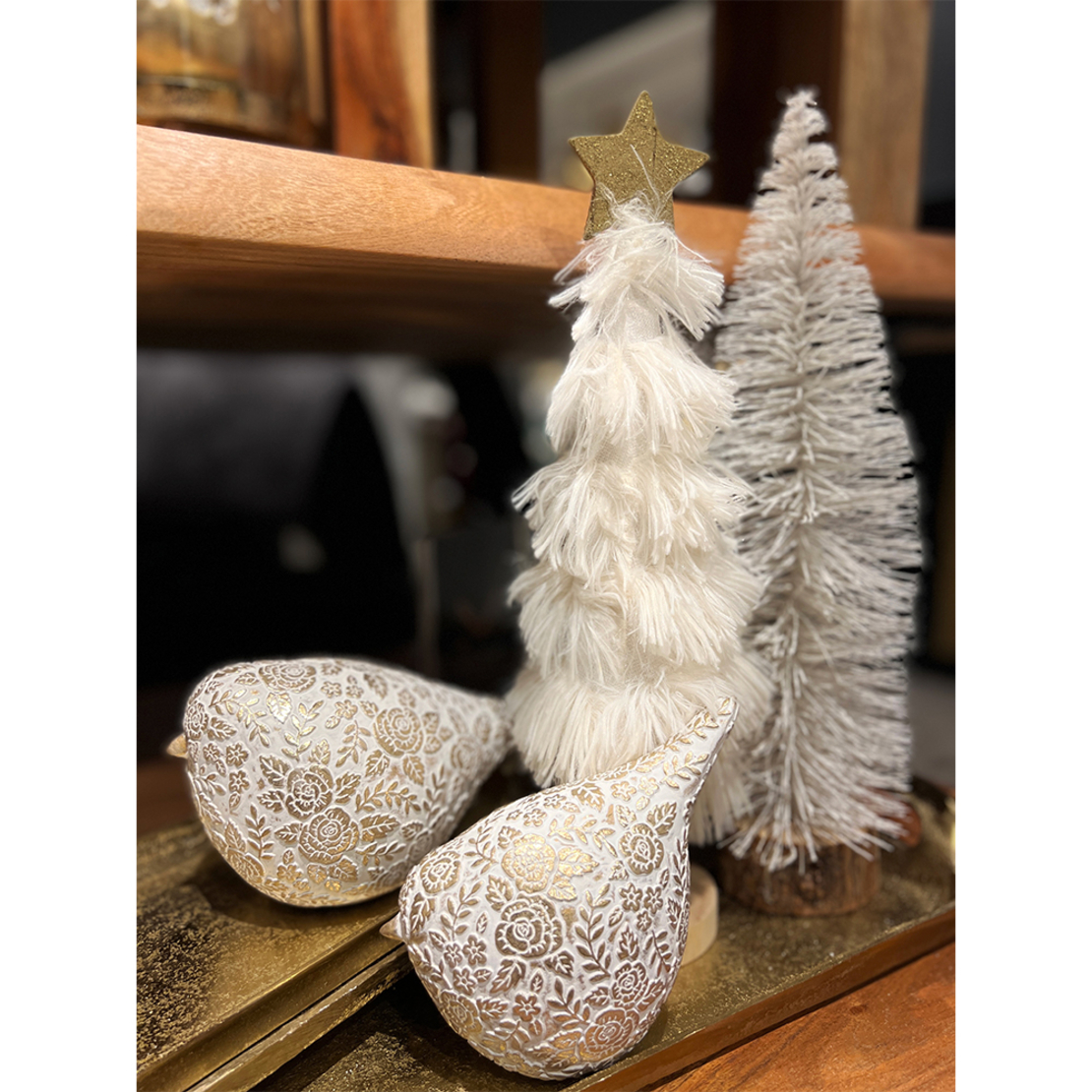 XMAS FUZZY TREE PINEWOOD WHITE D6xH28cm PRC