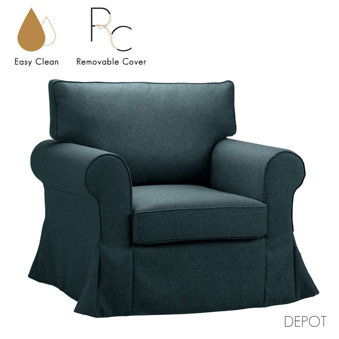 ASHLEY ARMCHAIR EASY CLEAN FABRIC BLUE E1 EU