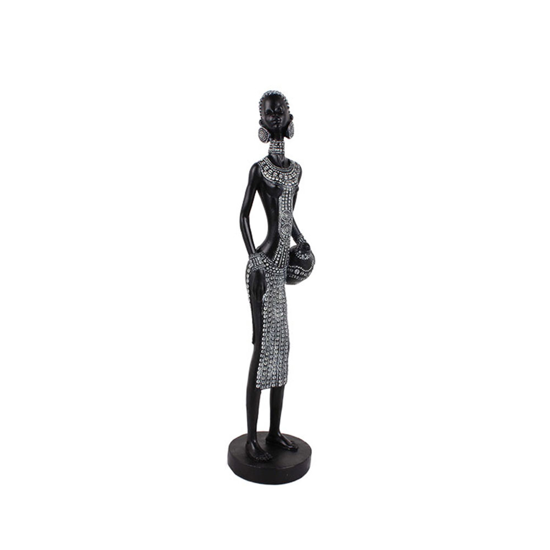 IRAMBA 1 DECO FIGURE POLYRESIN BLACK WHITE D8xH35c