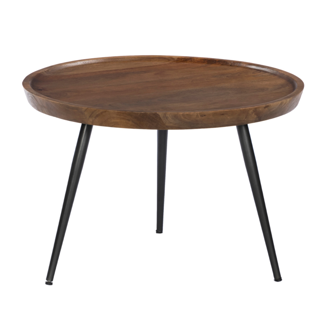 PENCIL 60 COFFEE TABLE WOOD MANGO WALNUT METAL BLACK 60x60xH40cm IN