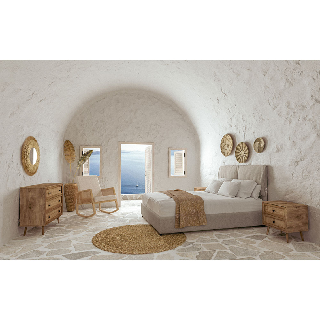 AMMOS ARMCHAIR ROCKING FABRIC BEIGE WOOD RUBBERWOOD NATURAL PRC
