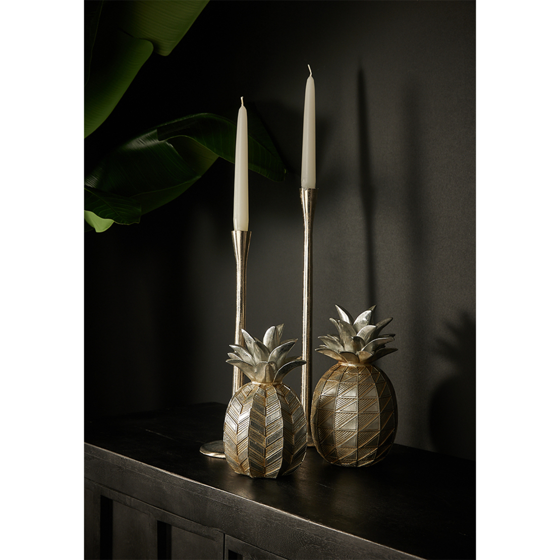 ANANNIA DECO PINEAPPLE POLYRESIN SILVER D12,5xH21,