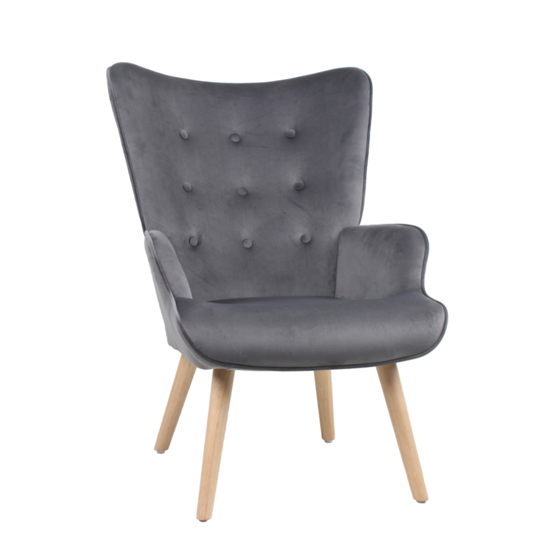 AMICA ARMCHAIR FABRIC GREY WOOD NATURAL E1 PRC