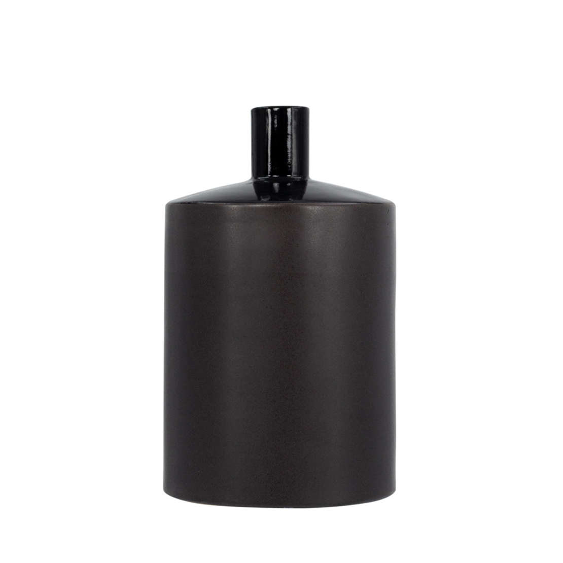AIMA SHORT VASE CERAMIC ANTRACITE MATTE SILVER GUN