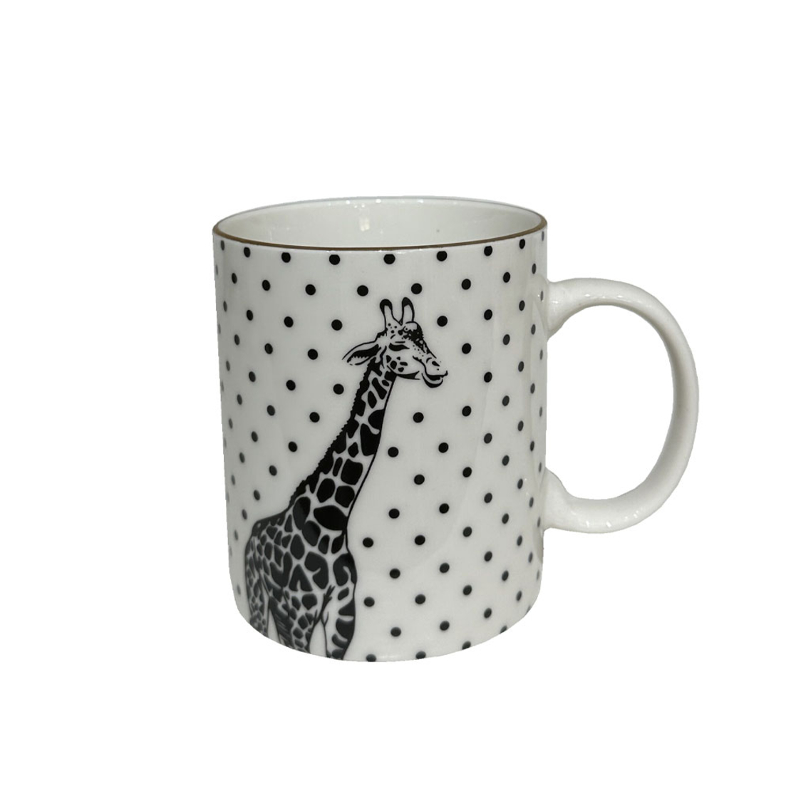 AFRICA MUG GIRAFFE NEW BONE CHINA WHITE BLACK D8xH