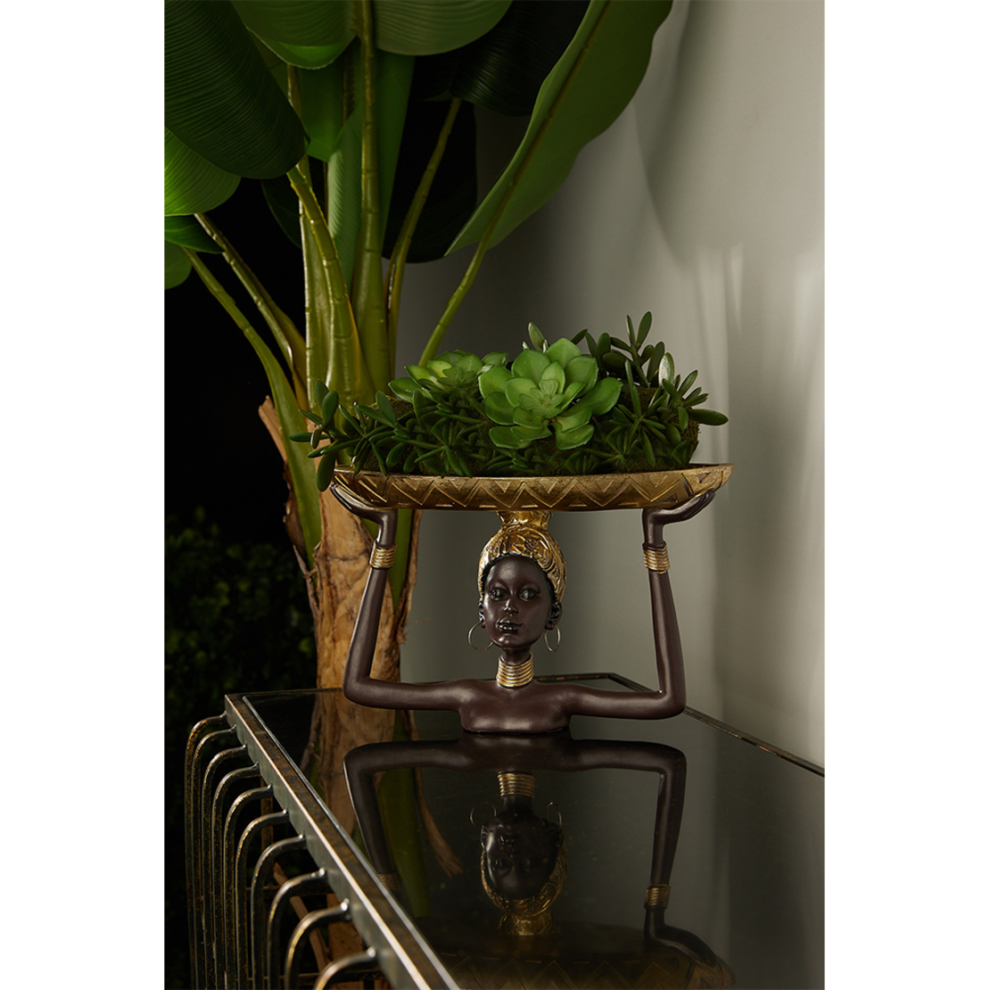 JESIRA DECO FACE POLYRESIN GOLD BLACK 28x14xH17,5c