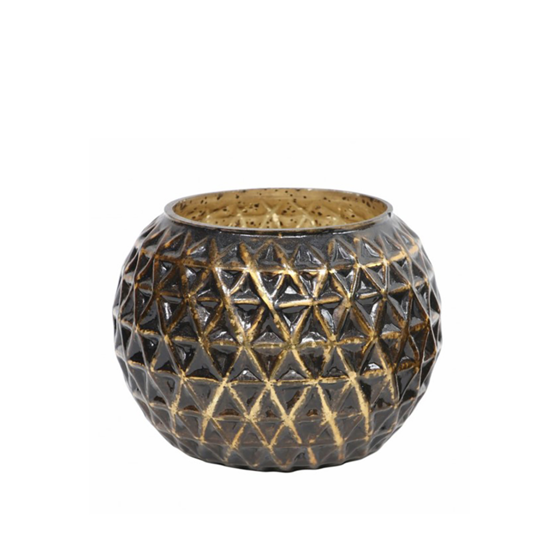EZUST BASE FOR CANDLE GLASS BLACK GOLD D16xH13cm I