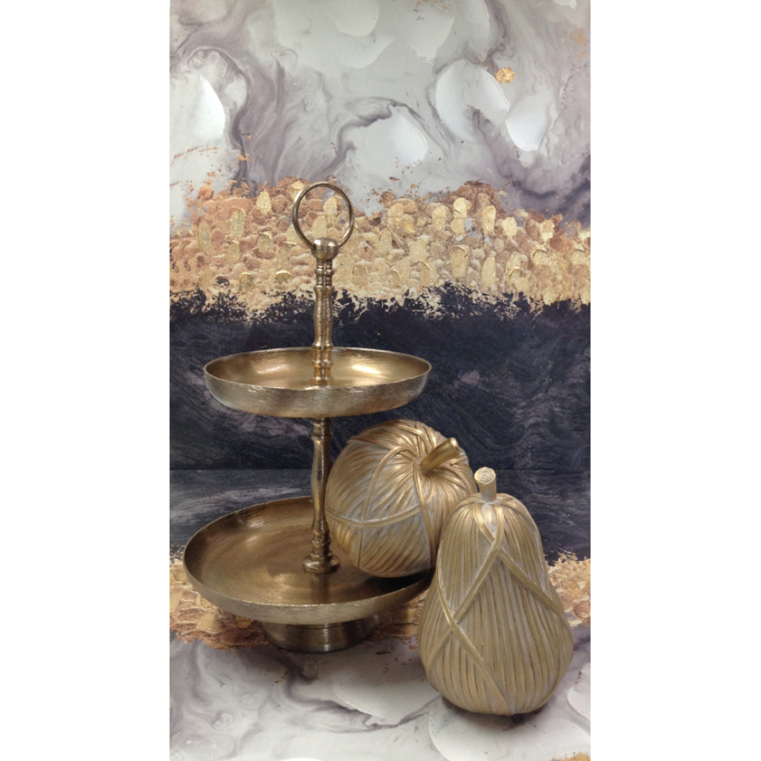 TRICOT POMME DECO APPLE POLYRESIN GOLD 12,5x12,5xH