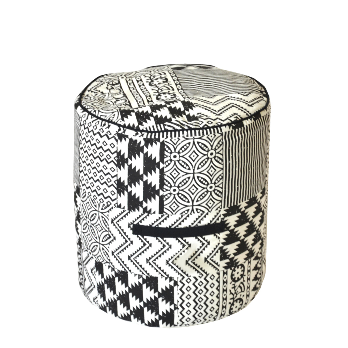 ISLAND POUF FABRIC BLACK WHITE IN