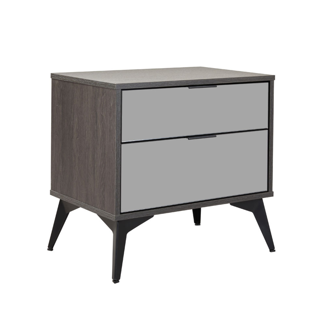 SPECCHIO NIGHTSTAND 2DRAWERS MELAMINE BLACK OAK MELAMINE MIRROR E1