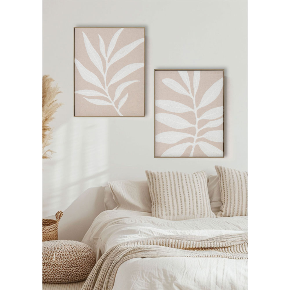 WILDFLOWER PAINTING DECORATIVE 40x50x3 LINEN BEIGE WOOD NATURA