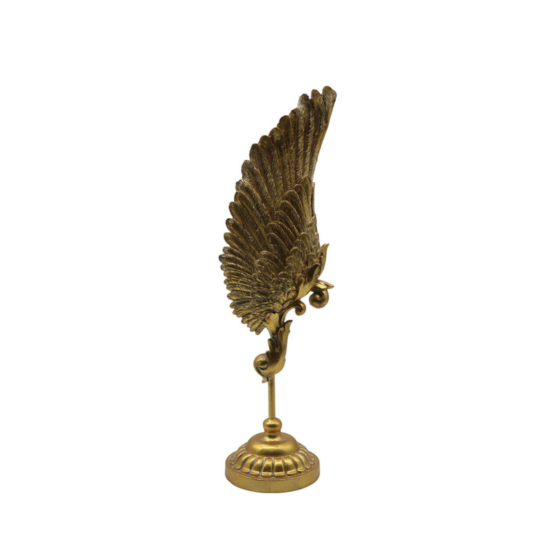 VOLE DECO FEATHER POLYRESIN GOLD ANTIQUE 14,5x11xH