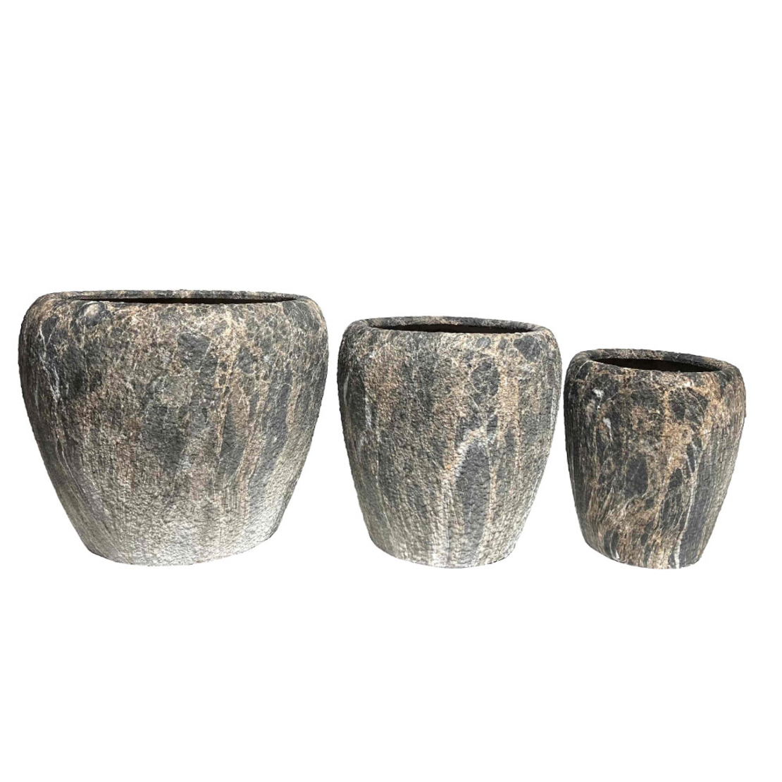 GASHER PLANTER SET 3PCS 42x42x35 CERAMIC ANTRACITE BEIGE
