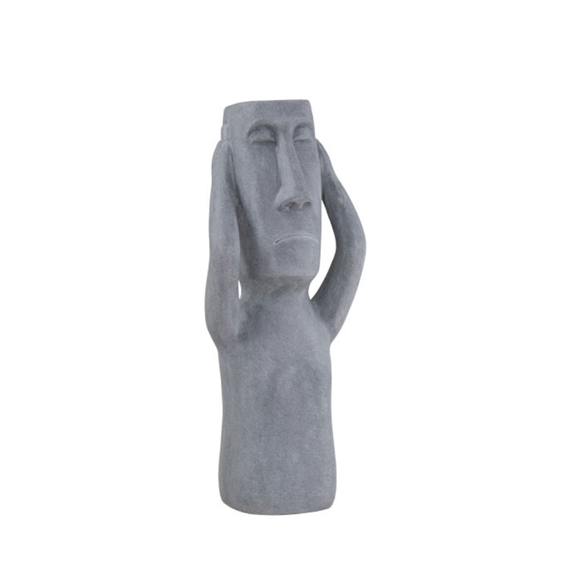 PERU MAN EAR DECO FIGURE ARTIFICIAL STONE GREY 21x