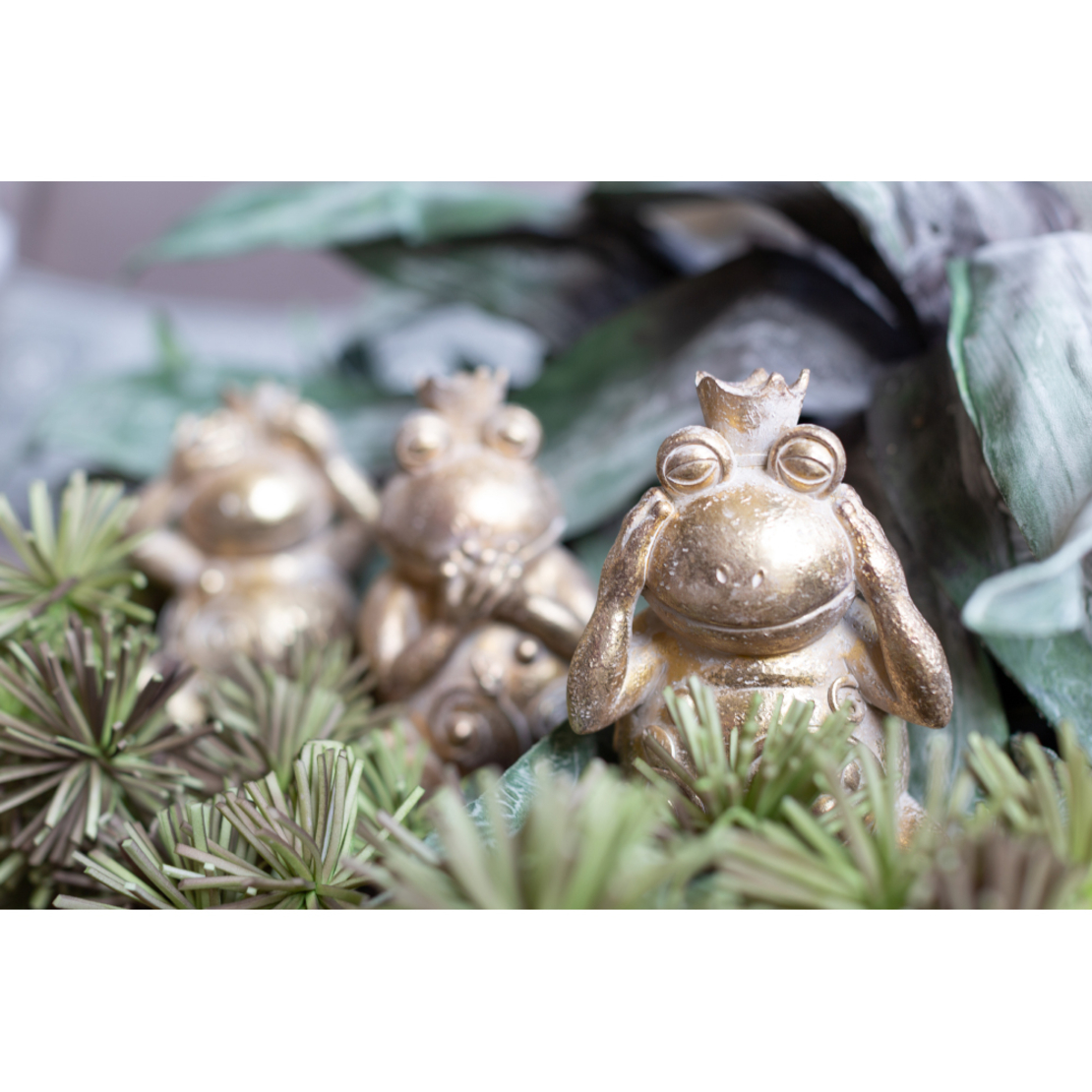 GRENOUILLE 2 DECO FROG POLYRESIN GOLD 11,3x9,5xH22
