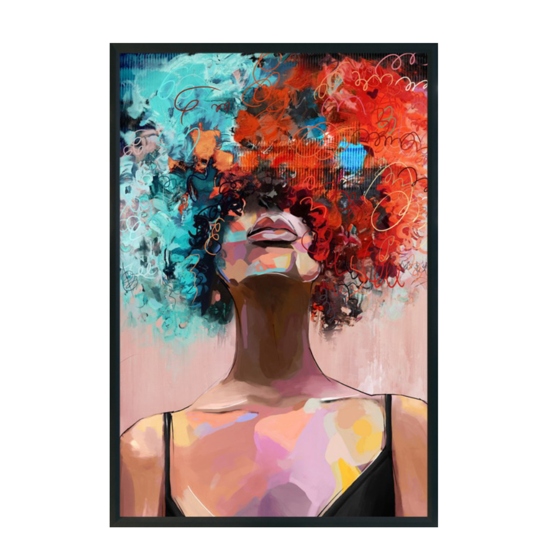 BENNADA PAINTING CANVAS MULTICOLOR WOOD FRAME BLAC