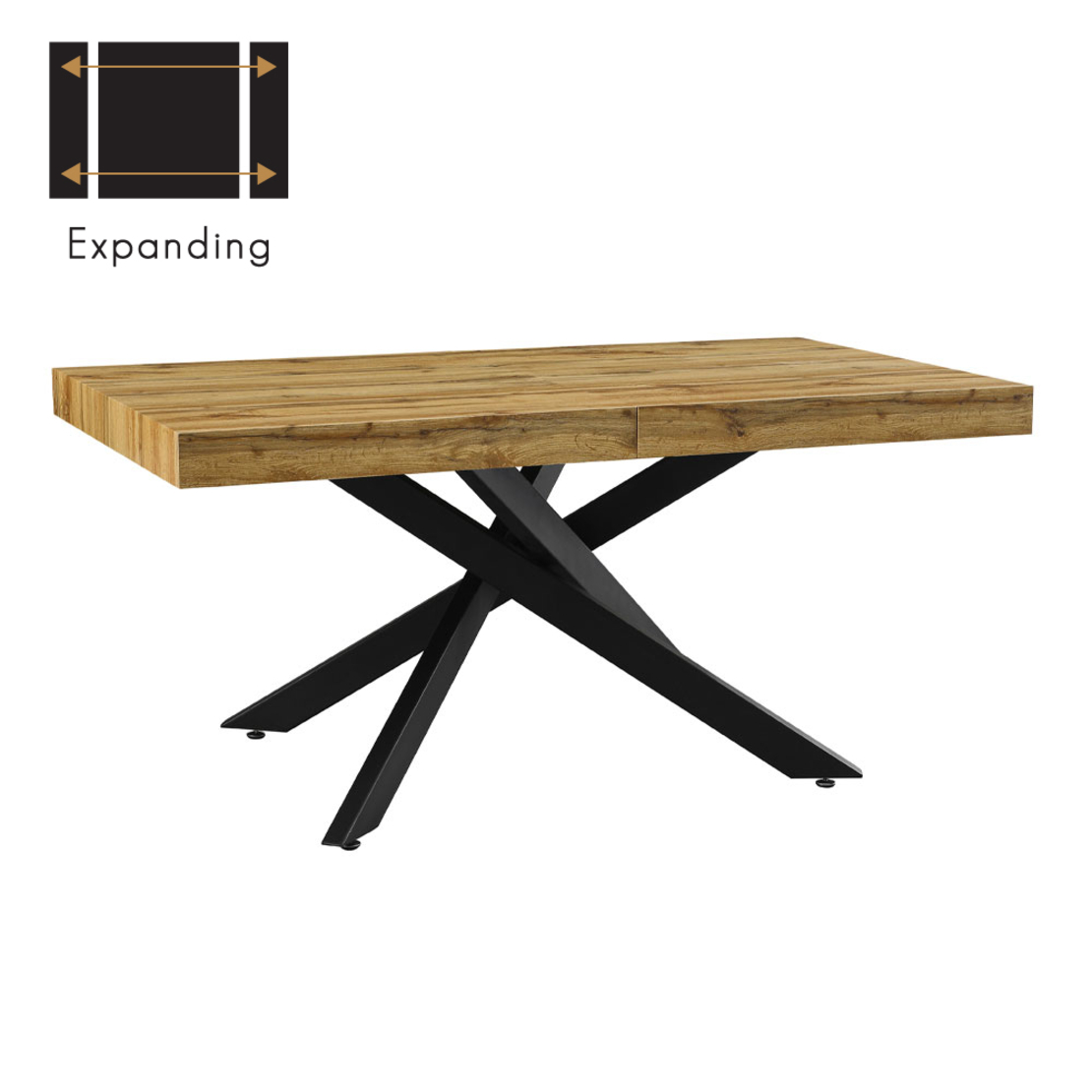 KIMONO TABLE EXTENDABLE MDF WITH PAPER VENEER NATURAL METAL BLACK PRC