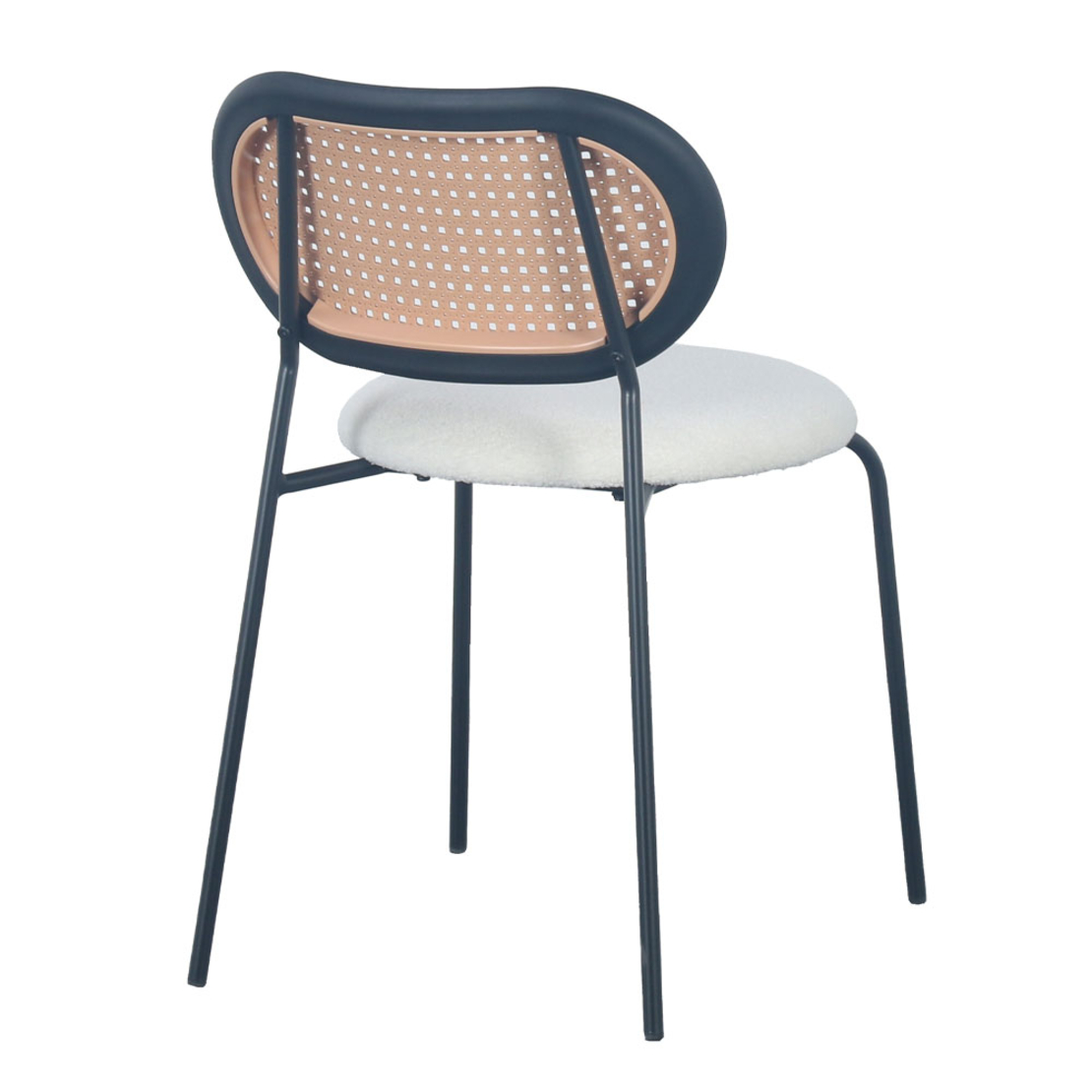 VINTAGE CHAIR FABRIC OFF WHITE METAL BLACK E1 PRC