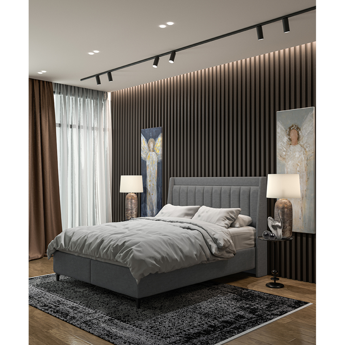 HARMONY BED WITH STORAGE AND MATTRESS FABRIC GREY 07-780 E1 TR
