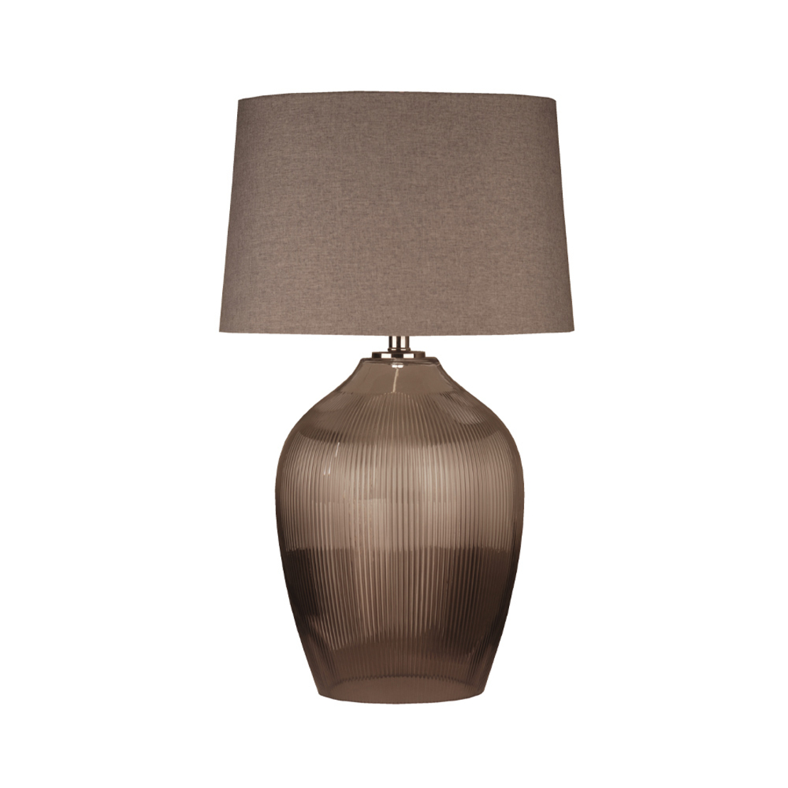 HADLEY LAMP TABLE GLASS LINEN TRANSPARENT GREY SIL