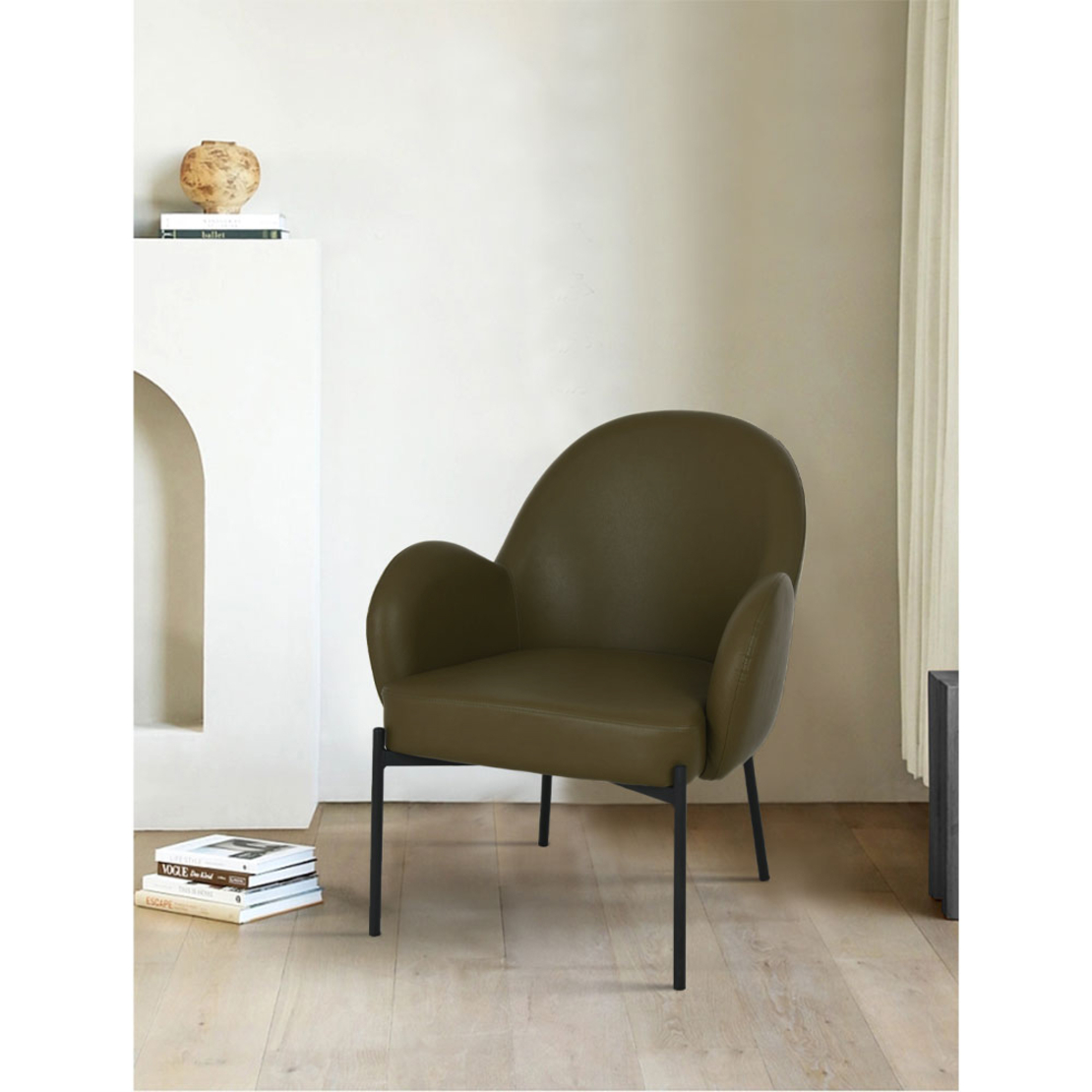 SCOTCH ARMCHAIR FABRIC GREEN OLIVE GREEN METAL BLACK E1 PRC