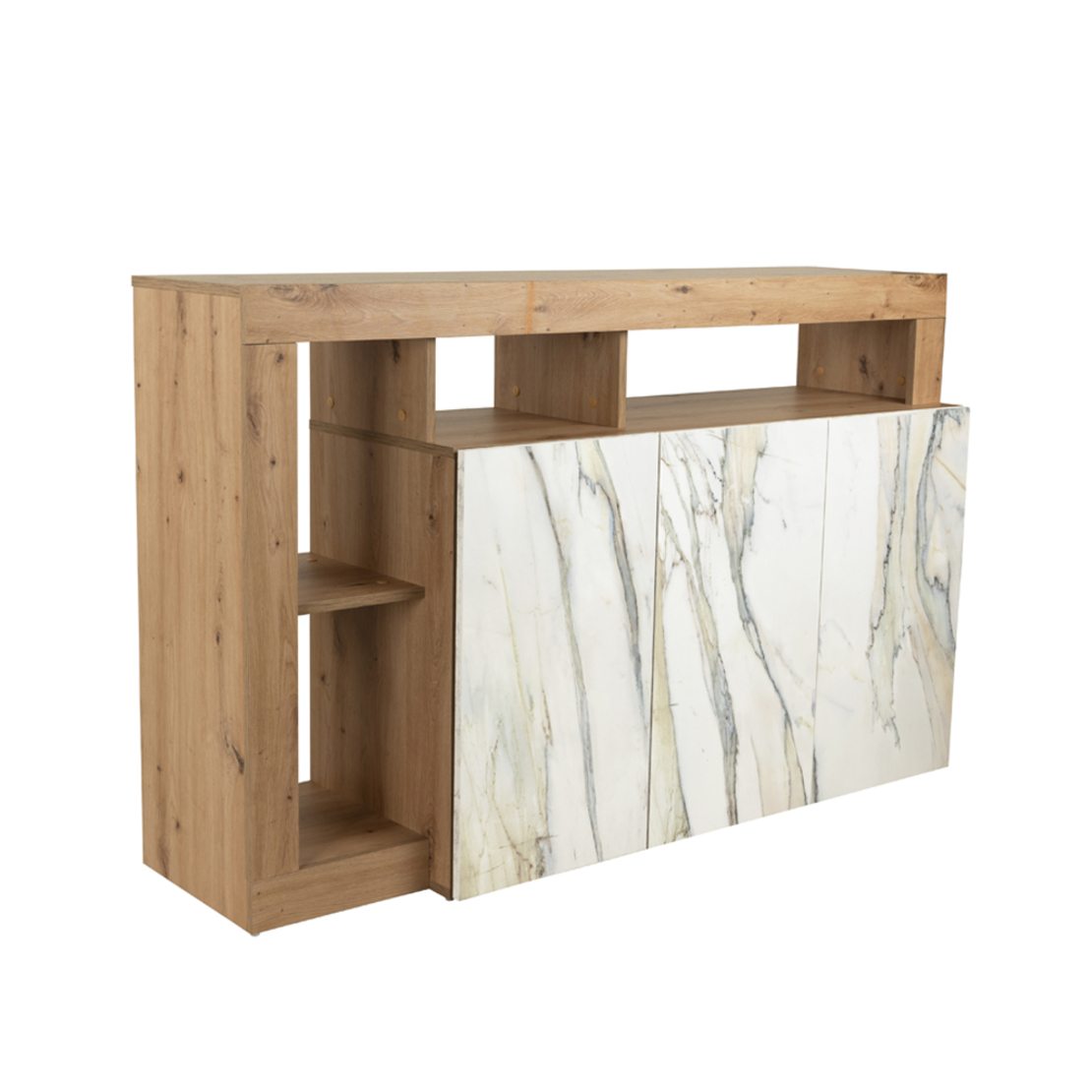 TUNUSIA SIDEBOARD MELAMINE ARTISAN OAK MARBLE 146x42xH93cm E1 EU