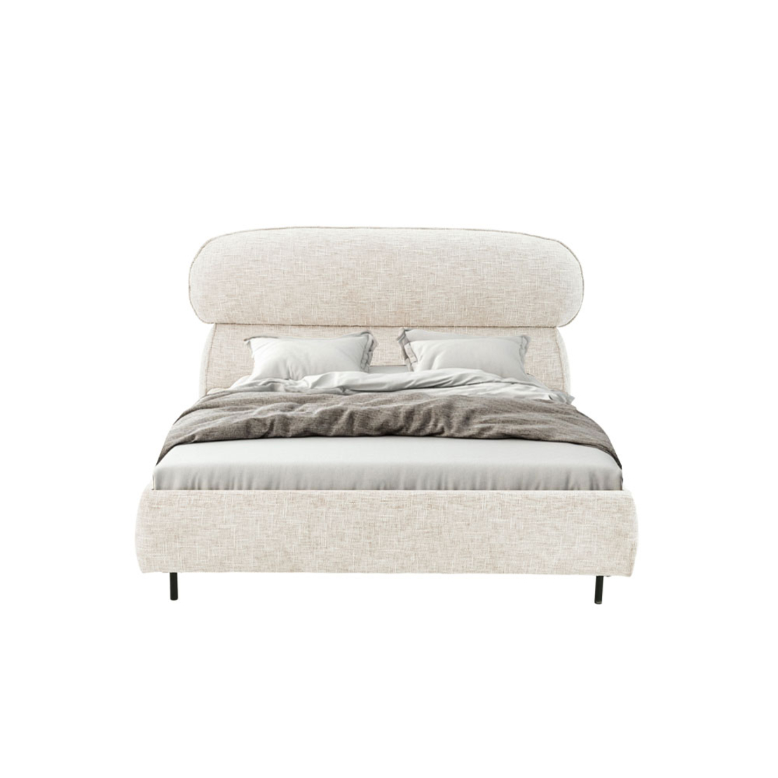 SERENITE BED (FOR MATTRESS 160x200cm) FABRIC BEIGE METAL BLACK E1 PRC