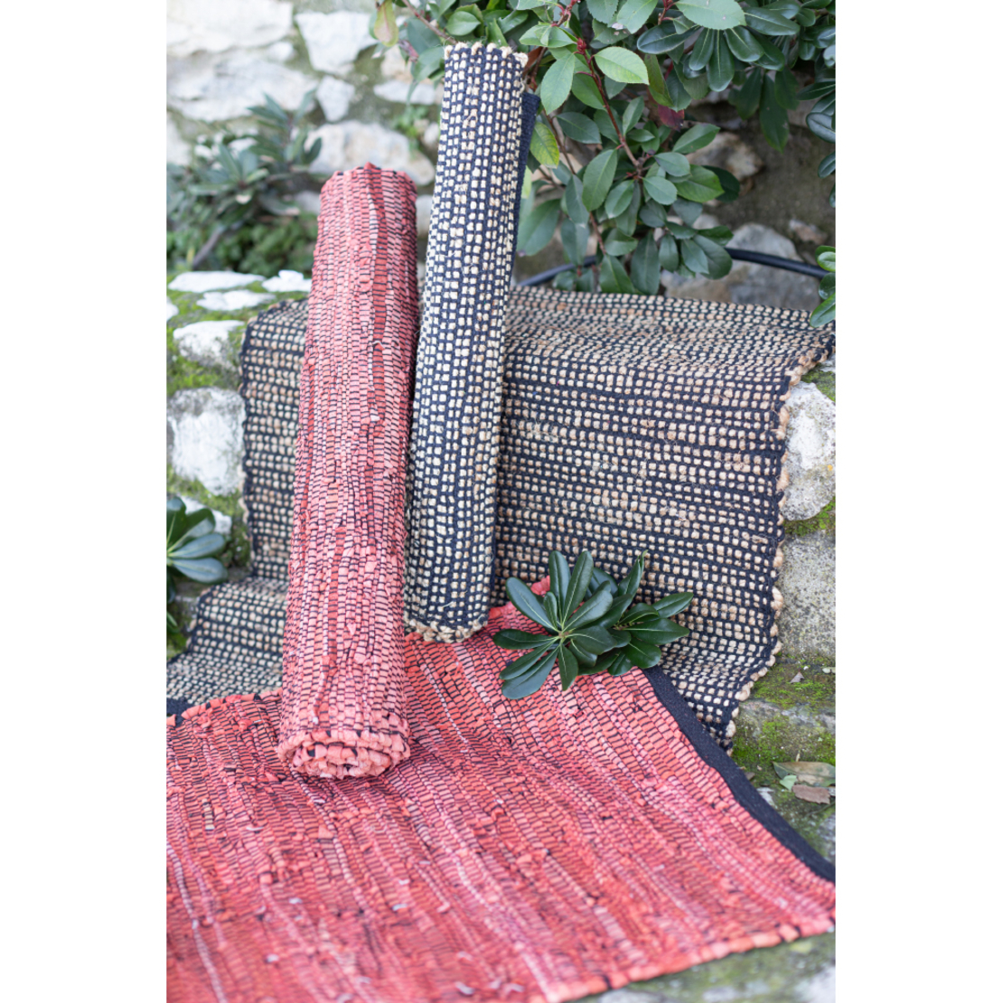 EARTH CARPET JUTE COTTON BEIGE BLACK 60x90cm IN
