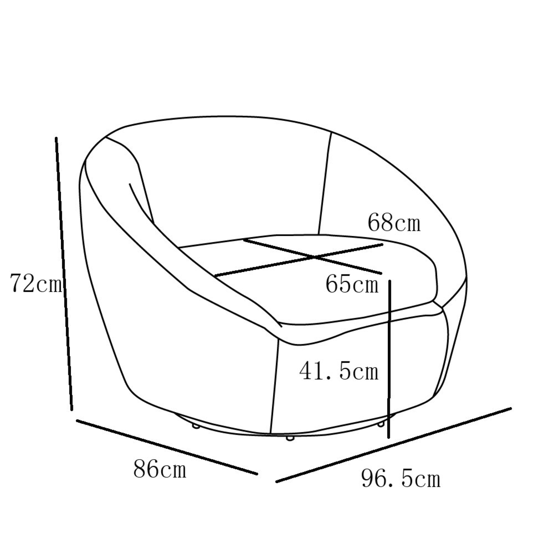 OVO ARMCHAIR SWIVEL FABRIC WHITE METAL E1 PRC