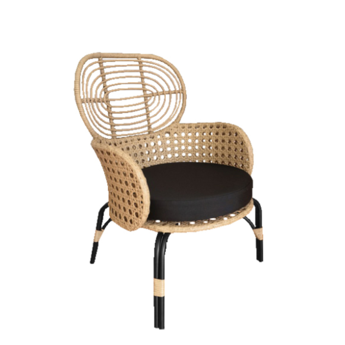 LOOM ARMCHAIR PE WOVEN NATURAL BLACK 65x69xH94cm PRC