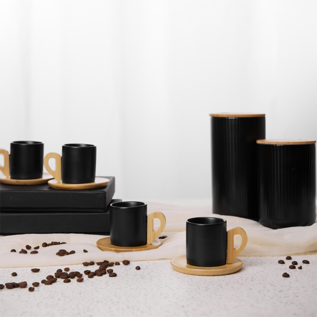 NORDIC MUG ESPRESSO SET 6 PCS PORCELAIN BAMBOO BLA