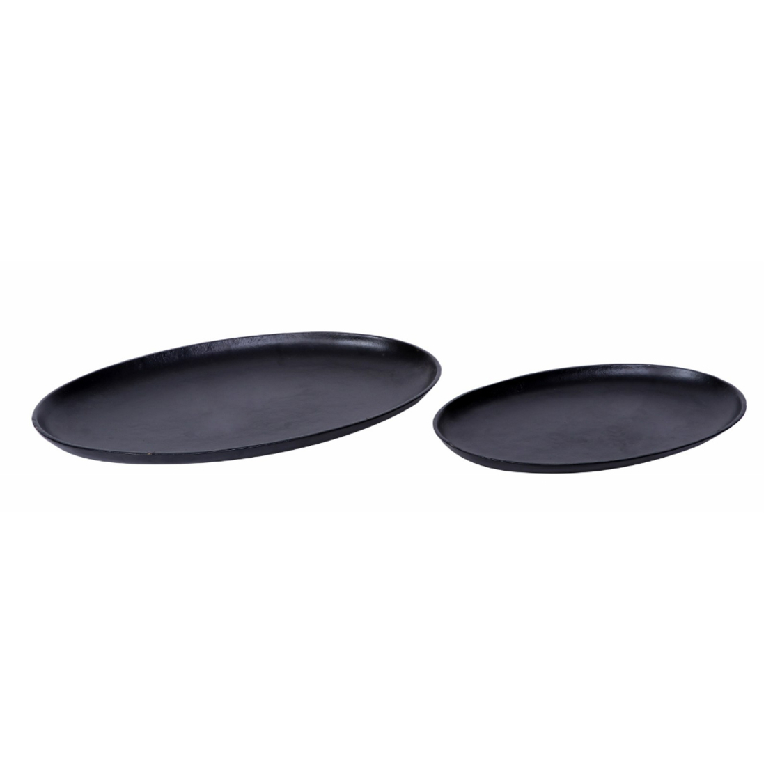 DHOTI OVAL TRAY ALUMINIUM BLACK 35x25xH3cm IN
