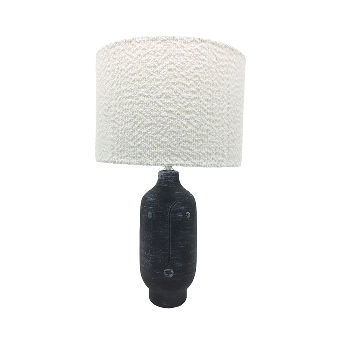 HOMME LAMP TABLE CERAMIC FABRIC BLACK WHITE WHITE