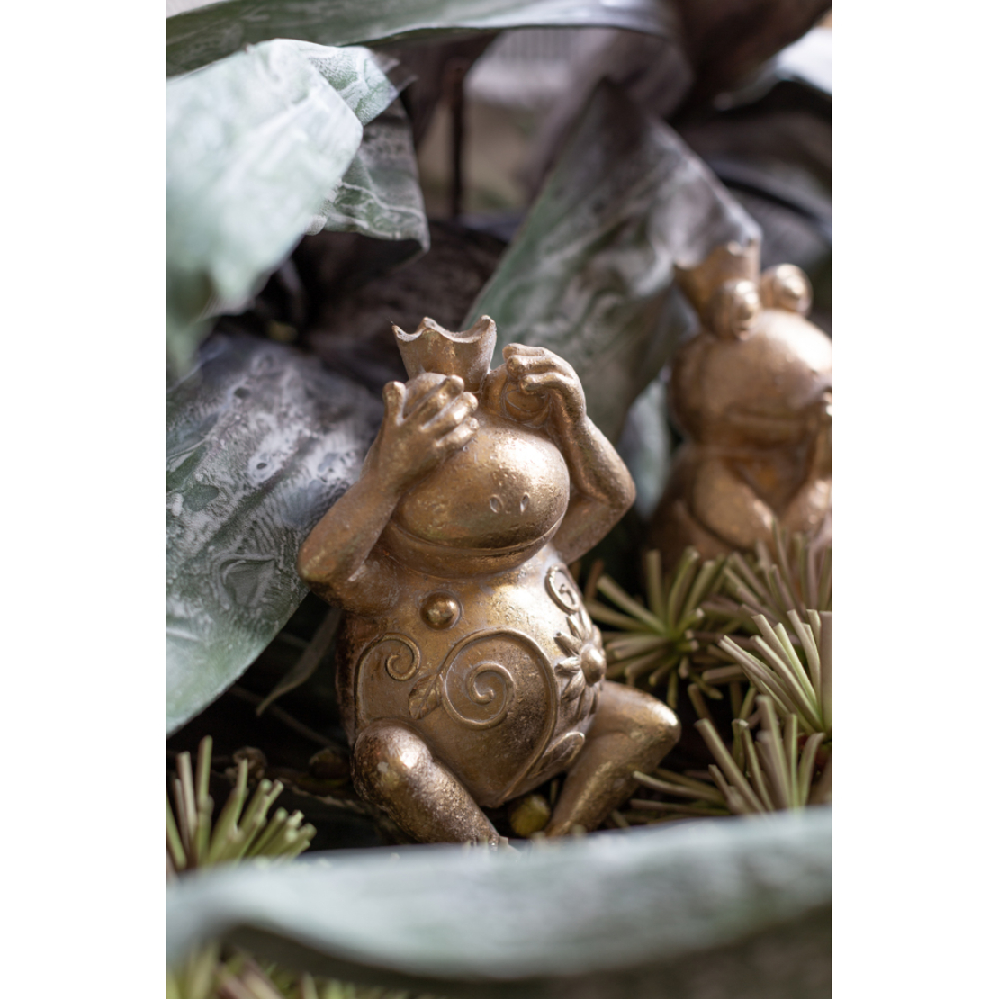 GRENOUILLE 1 DECO FROG POLYRESIN GOLD 12,2x9,4xH22