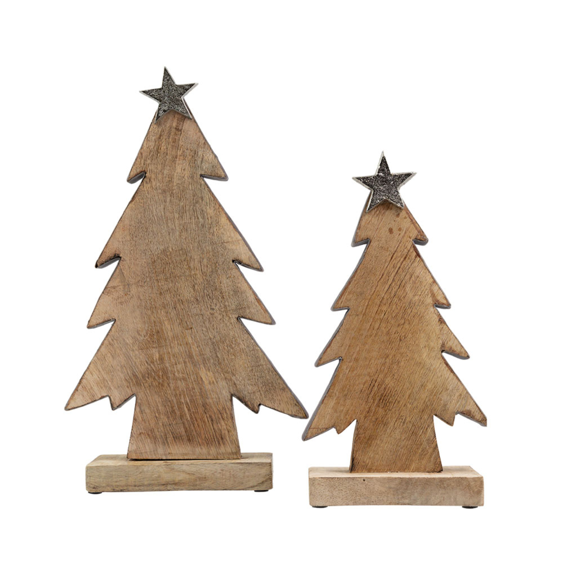 XMAS NATALE 2 TREE WOOD NATURAL GREY 17x7xH30cm IN