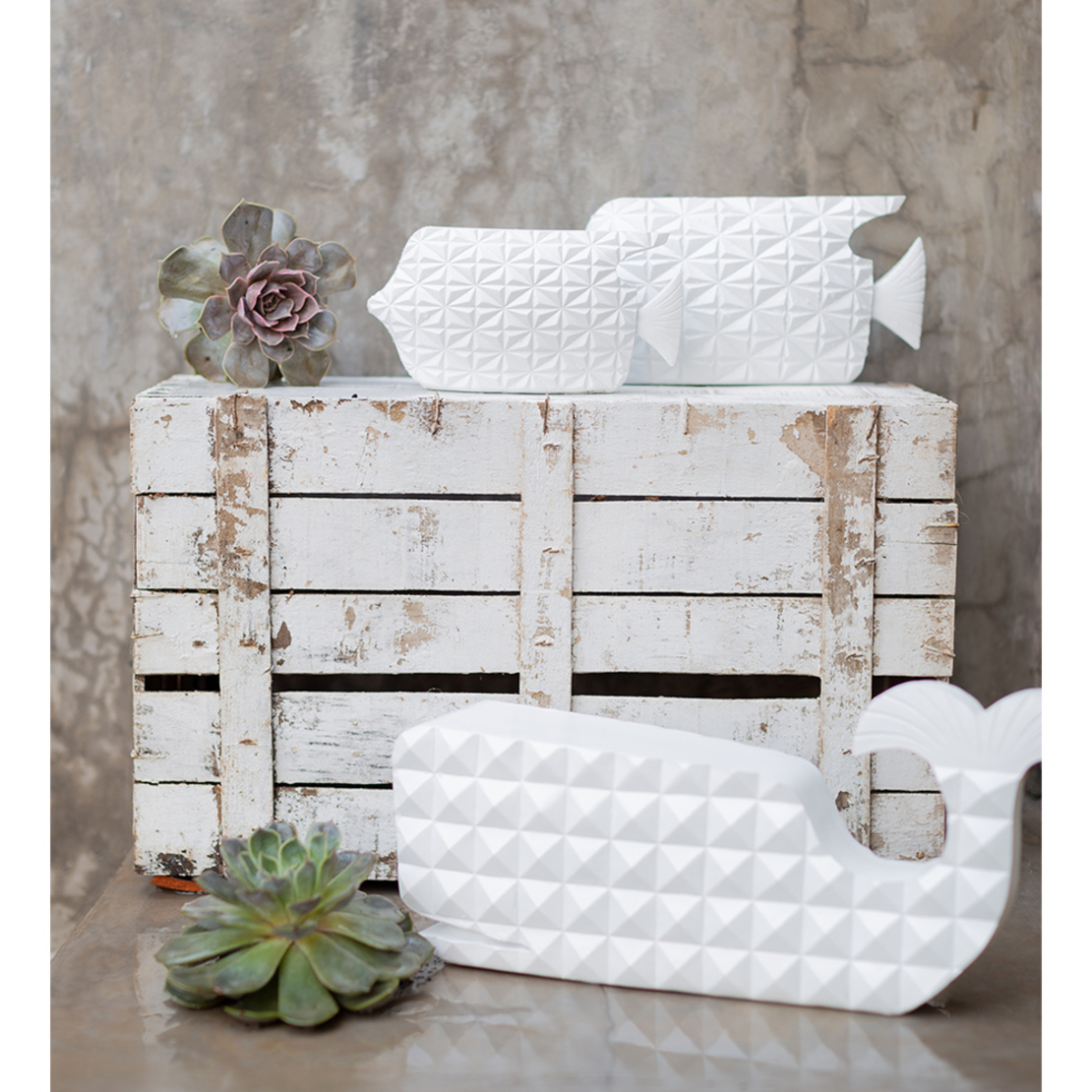 PISTRIS 1 DECO FISH POLYRESIN WHITE 40x10,7x17,6 P
