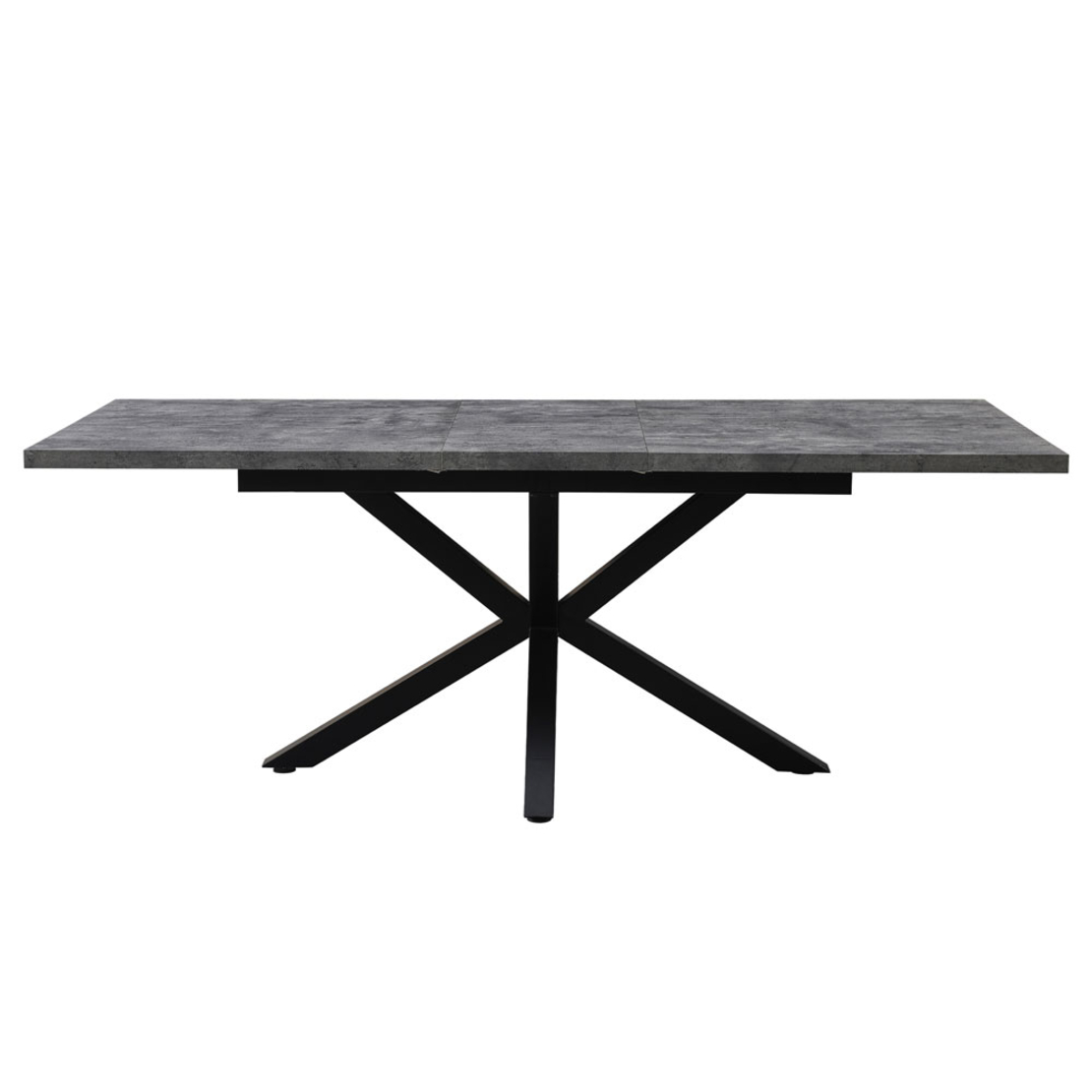 STONE GREY TABLE EXTENDABLE MDF WITH PAPER VENEER CEMENT METAL BLACK PRC