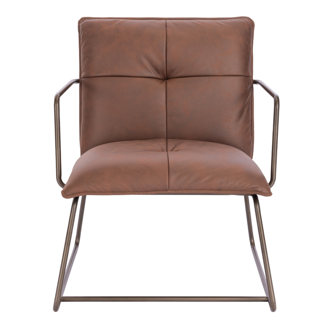 STANDBY ARMCHAIR VISITOR FABRIC BROWN METAL GUNMET