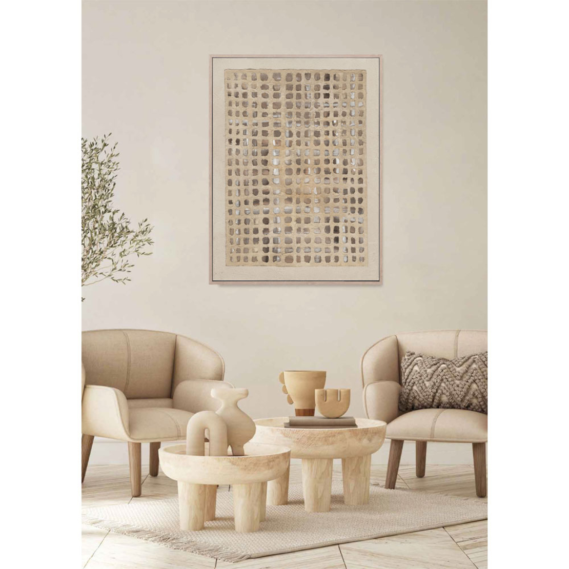 COLLECTING MOMENTS PAINTING DECORATIVE 90x120x5 CANVAS MULTICOLOR WOOD NATURAL