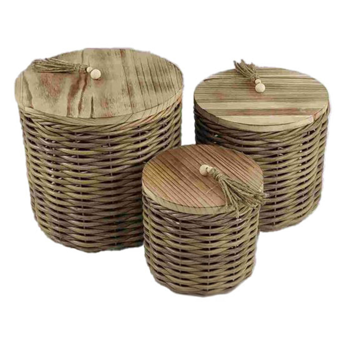 KEGAN BOX STORAGE 3 PCS 32x32x30 WOOD BROWN RATTAN