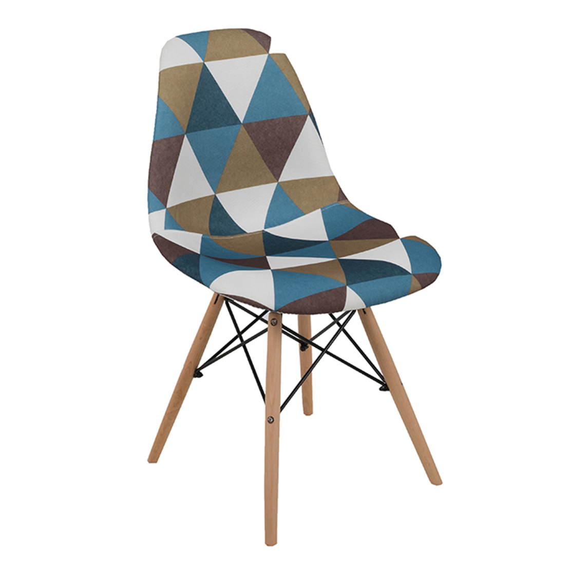 EIFFEL CHAIR FABRIC PATCHWORK BLUE WOOD ΒΕΕCH NATURAL E1 PRC