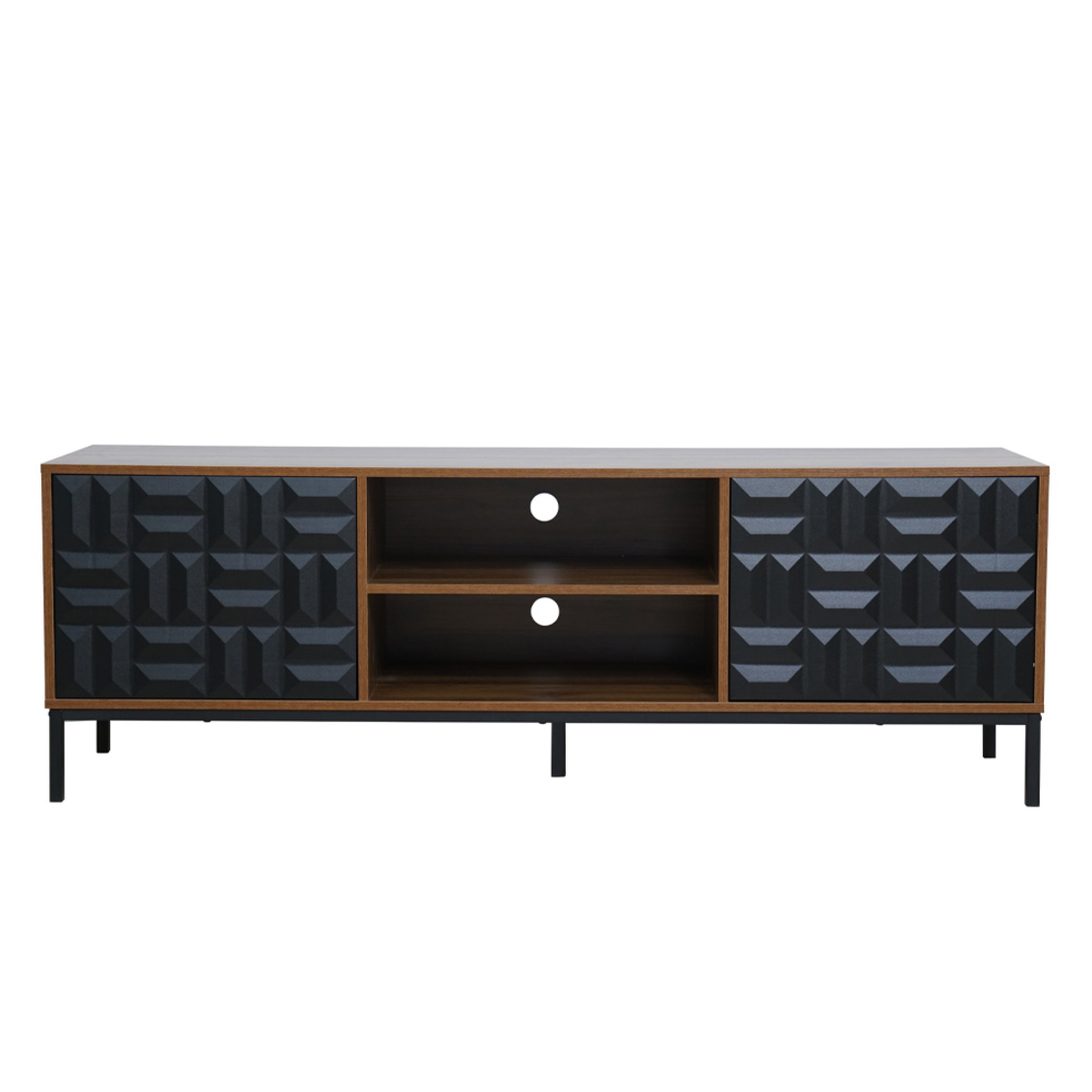 ZUMA TV STAND MELAMINE WALNUT BLACK METAL 160x40xH