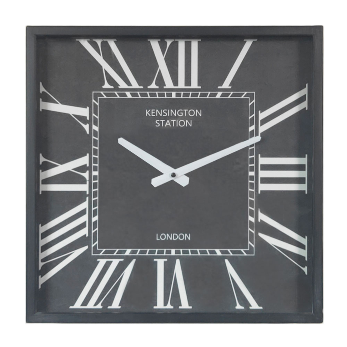 SQUARE CLOCK WALL METAL GLASS BLACK WHITE 40x40xH9