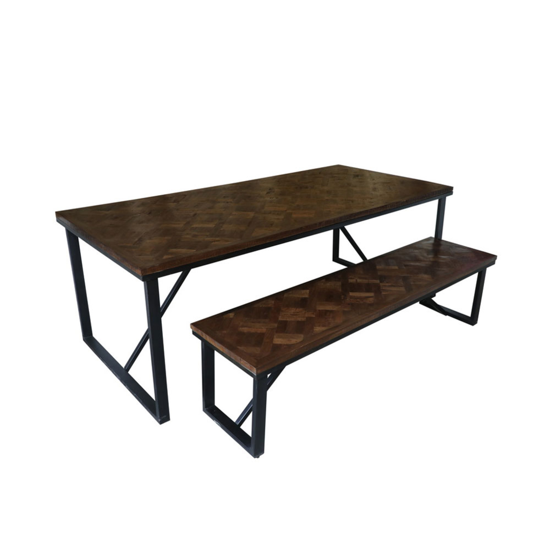 MAIANDROS TABLE WOOD MANGO BROWN DARK METAL BLACK IN
