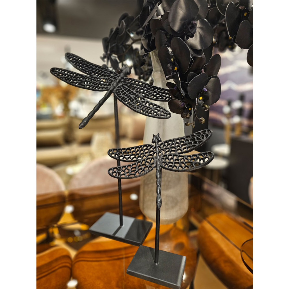 LIBELLULA DECO INSECT ALUMINIUM BLACK 21x18xH34cm