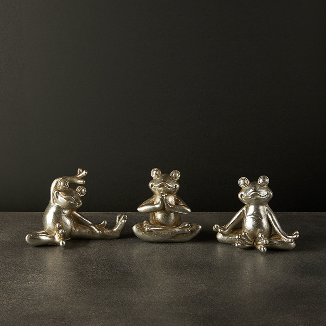 FROGGIES 2 DECO FROG SET 3PCS POLYRESIN SILVER 13,