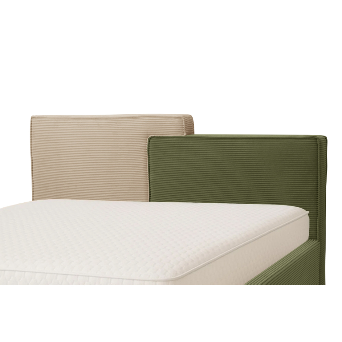 PUZZLE BED (FOR MATTRESS 160x200cm) FABRIC OLIVE GREEN METAL BEIGE E1 PRC