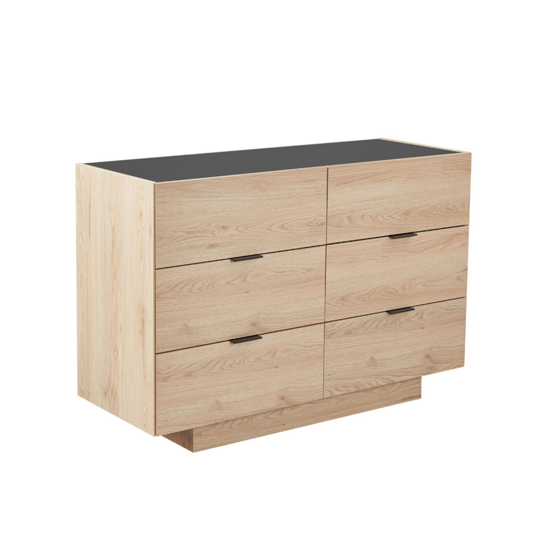CUBIUS PEDESTAL 6DRAWERS MELAMINE NATURAL MELAMINE SMOKE BLACK E1