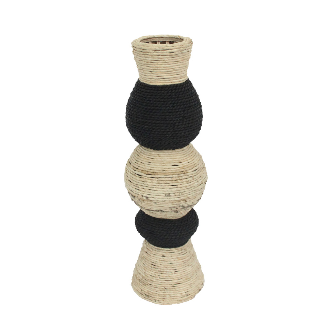 NUBIA VASE 21x21x66 ROPE NATURAL BLACK PLYWOOD